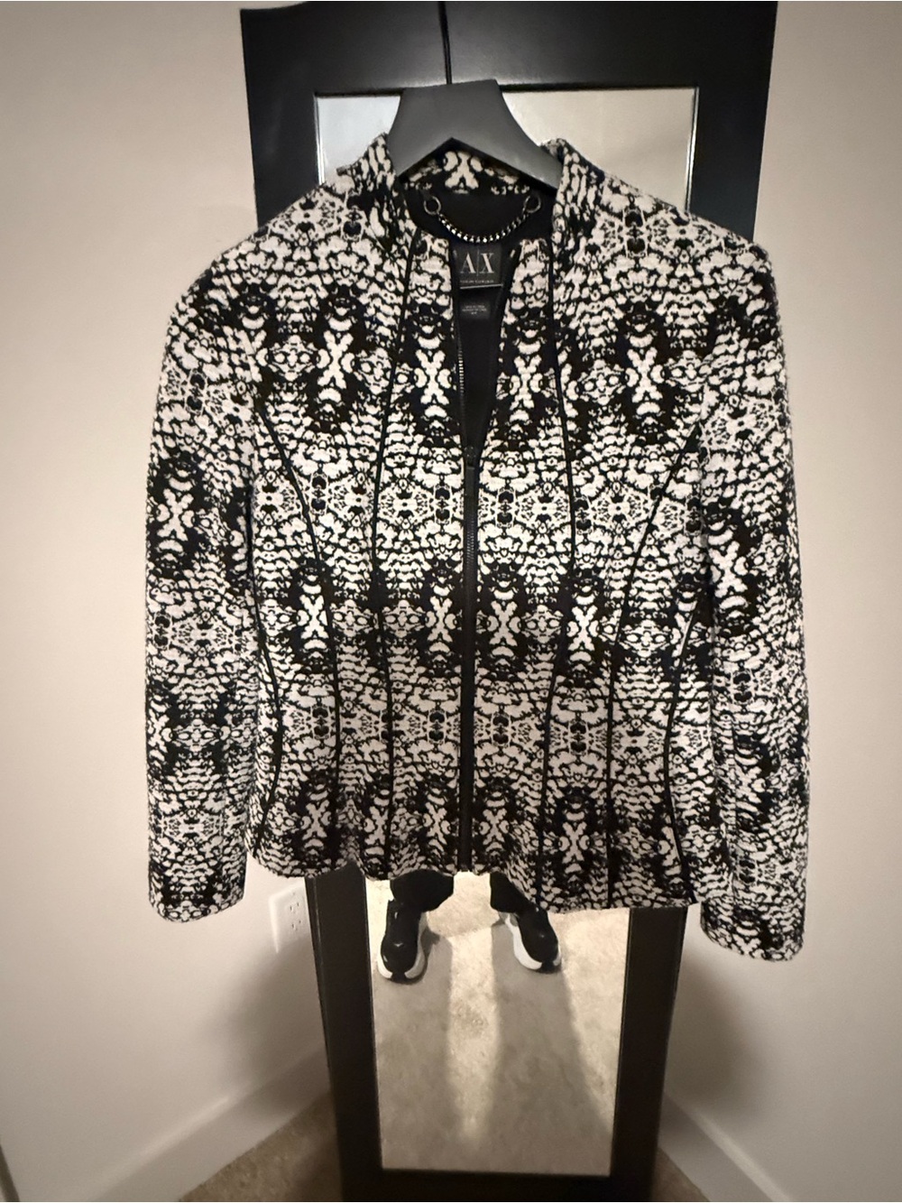 Armani Exchange Black & White Patterned Zip Jacket